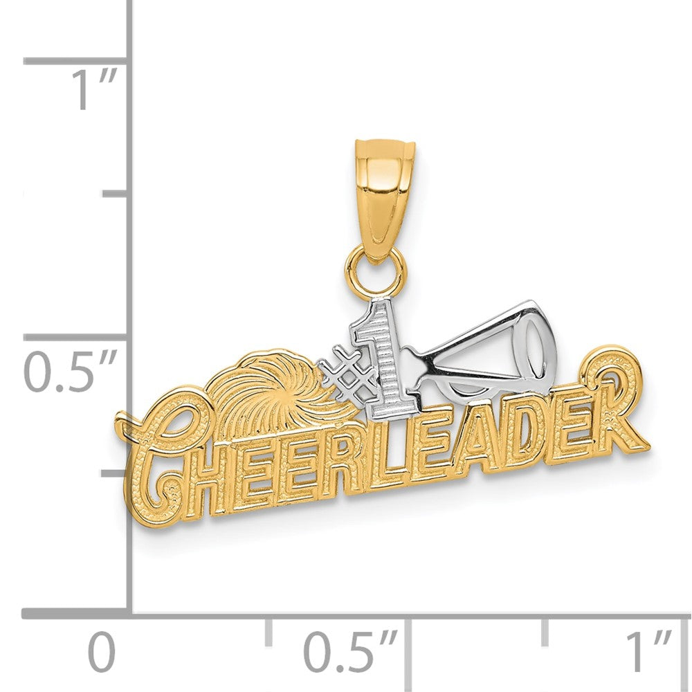 #1 CHEERLEADER Charm in Rhodium-Plated 10k Yellow Gold