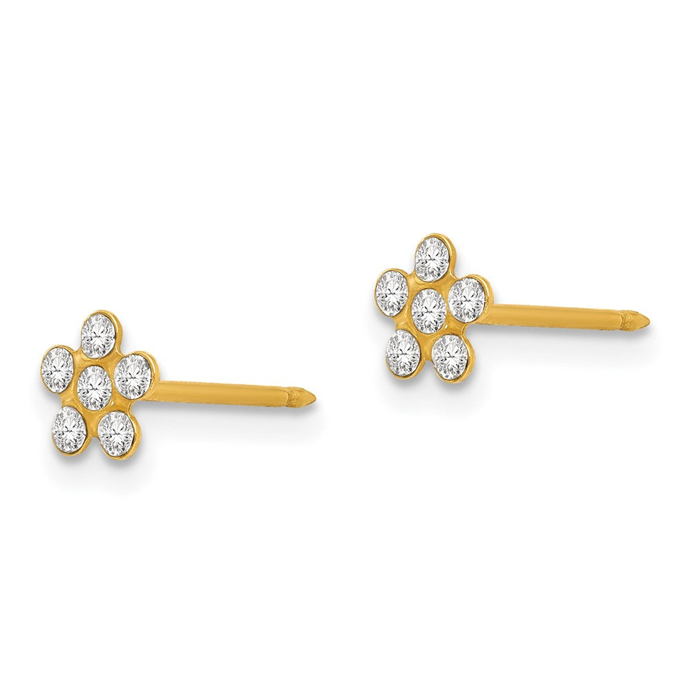 Inverness 14k April Crystal Birthstone Flower Earrings in 14k Yellow Gold