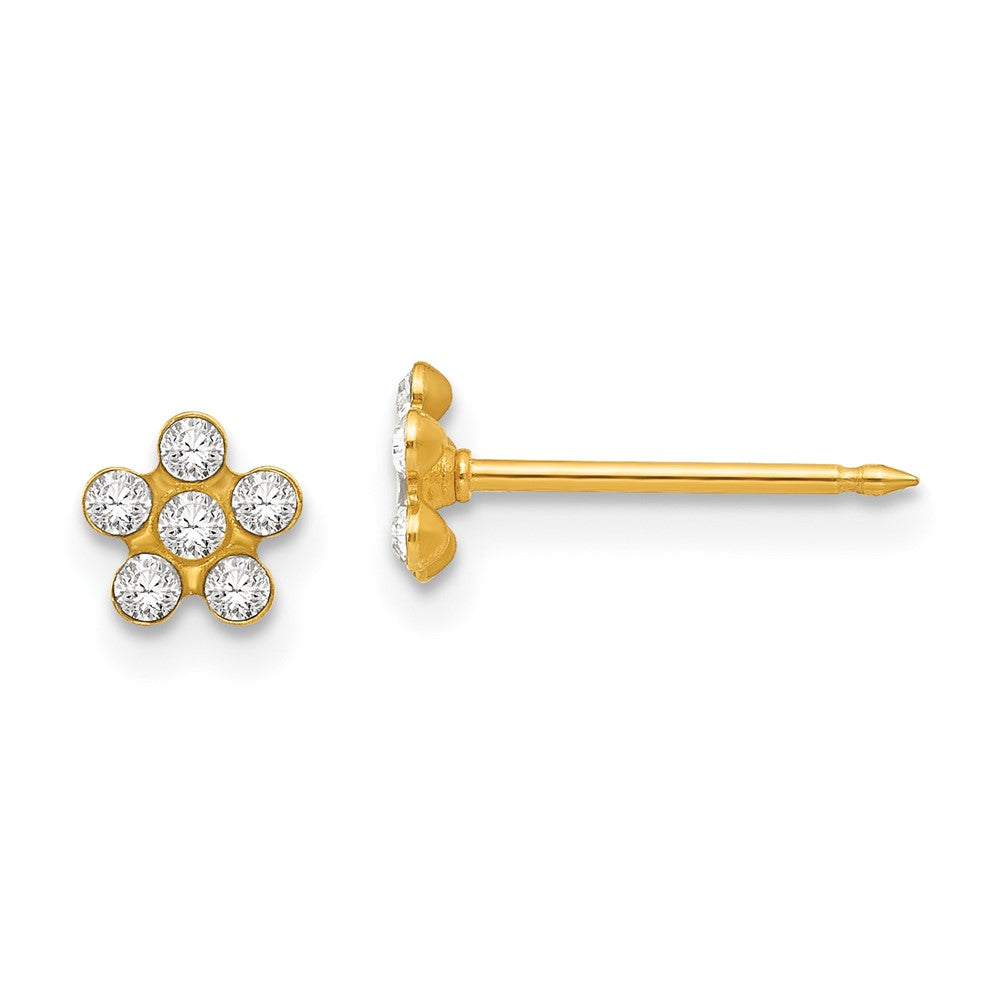 Inverness 14k April Crystal Birthstone Flower Earrings in 14k Yellow Gold
