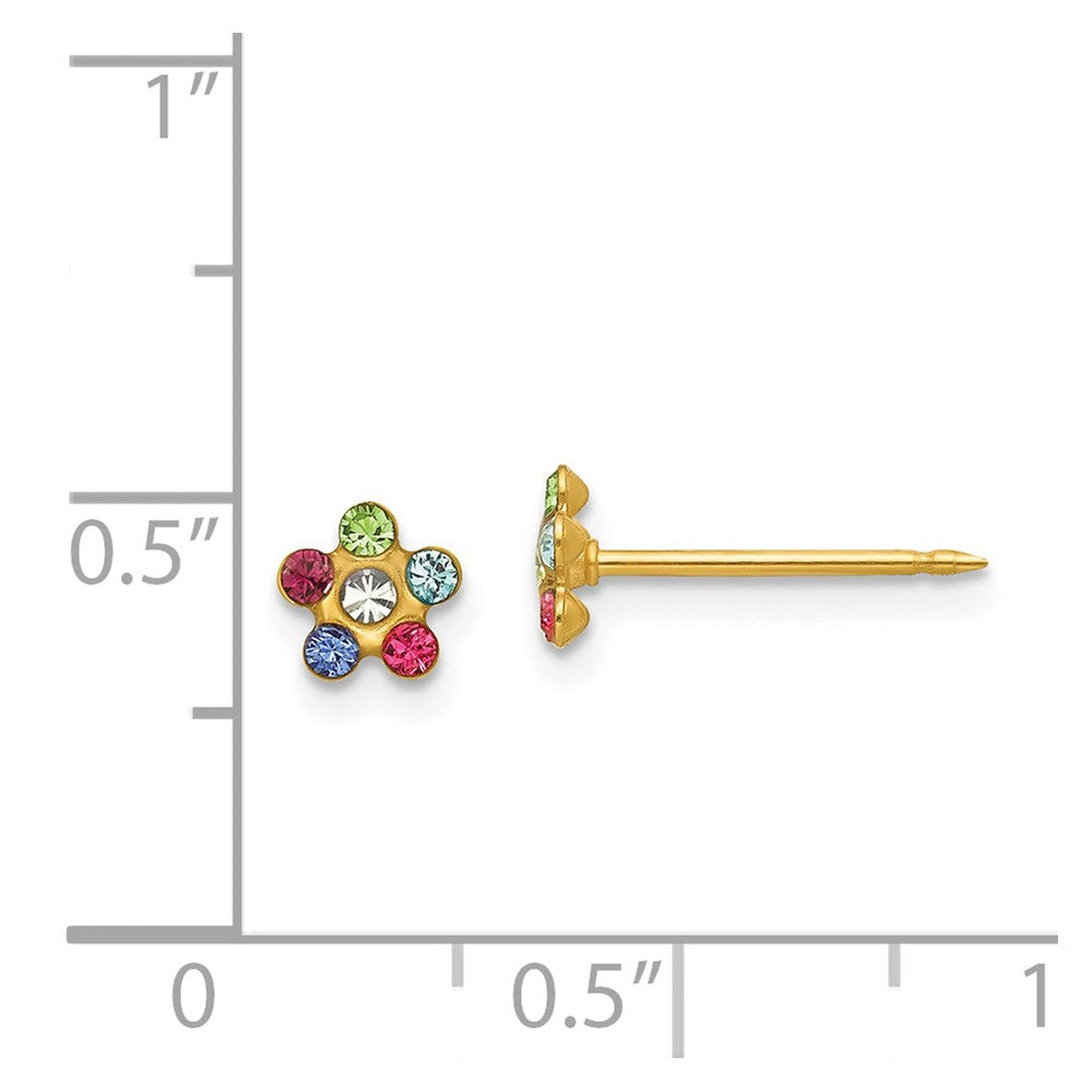 Inverness 14k Flower Multicolor Crystal Earrings in 14k Yellow Gold
