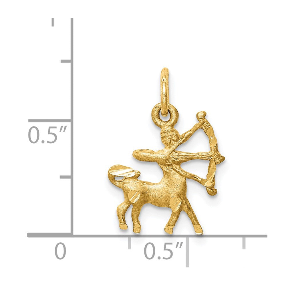 Satin Diamond-cut Sagittarius Zodiac Charm in 14k Yellow Gold