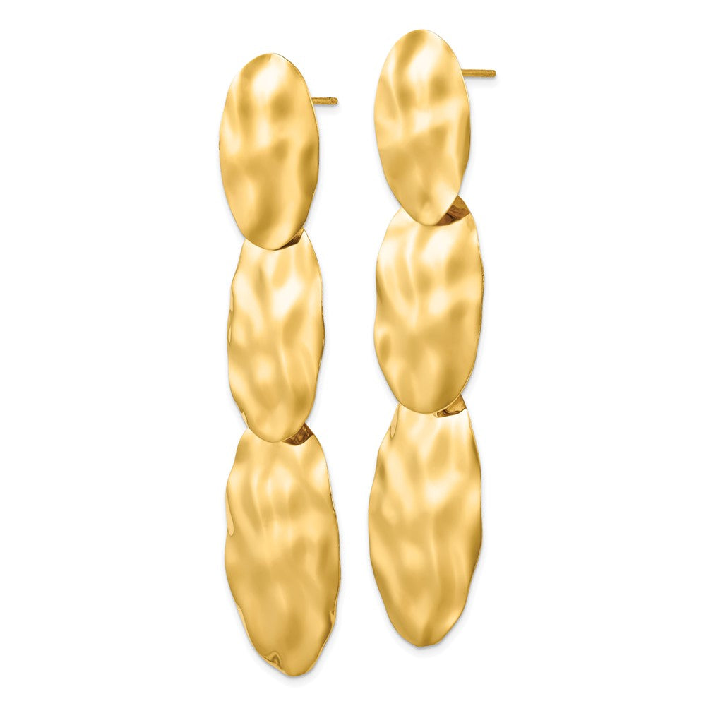 Polished Hammered Dangle Earrings in 14k Yellow Gold
