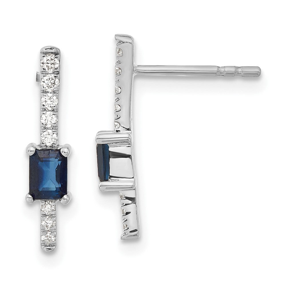 Diamond & Sapphire Fancy Earrings in 14k White Gold