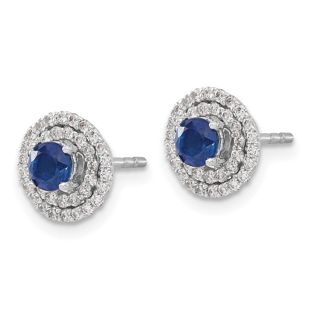 Diamond & Sapphire Stud w/ Jacket Earrings in 14k White Gold