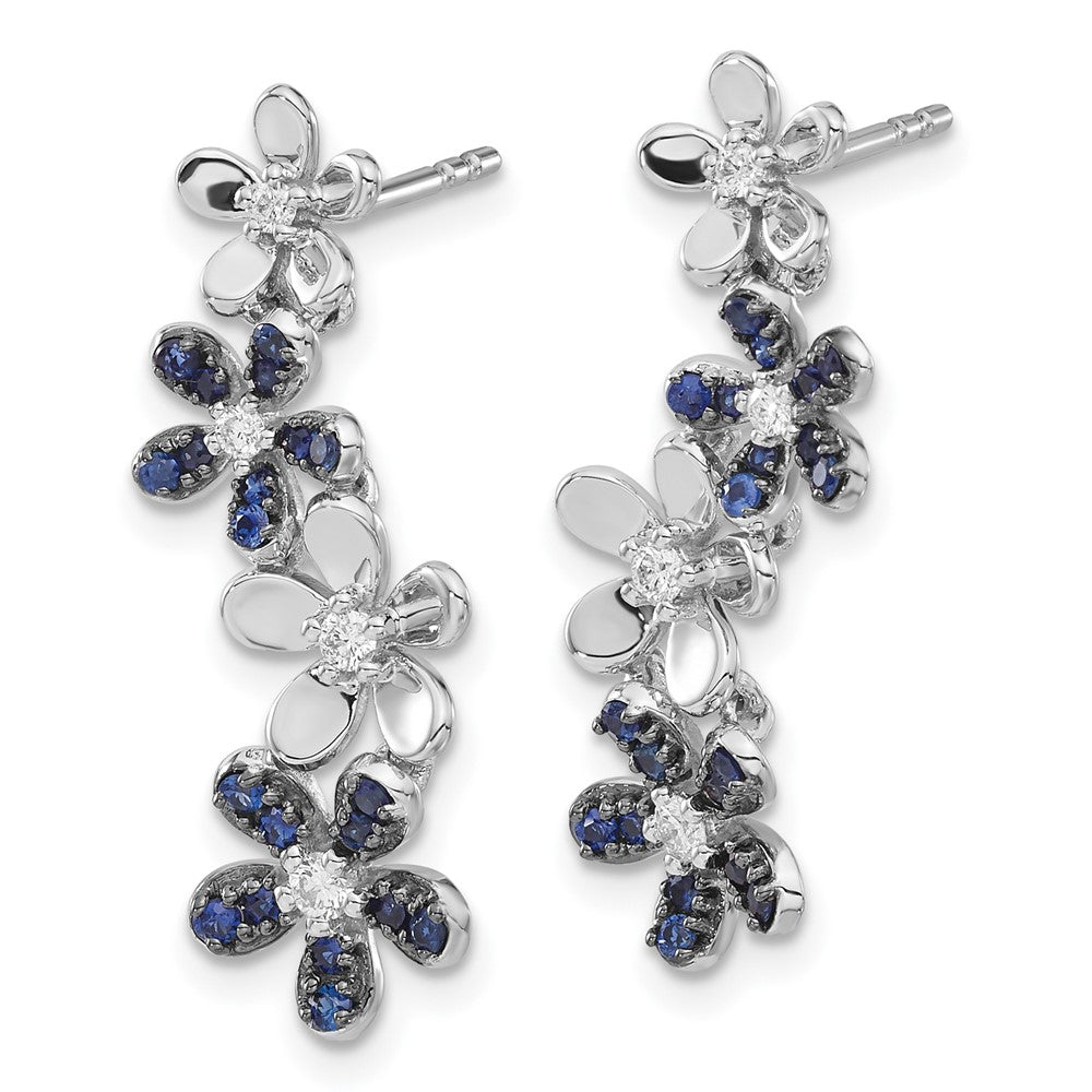 Diamond & Sapphire Earrings in 14k White Gold