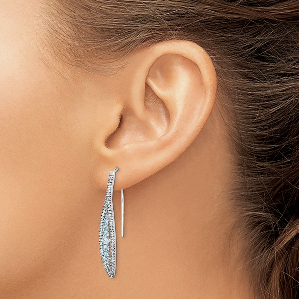 Diamond & Aquamarine Earrings in 14k White Gold