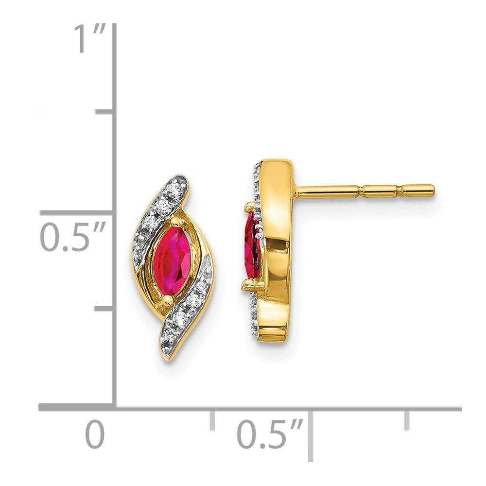 Diamond & Ruby Earrings in 14k Yellow Gold