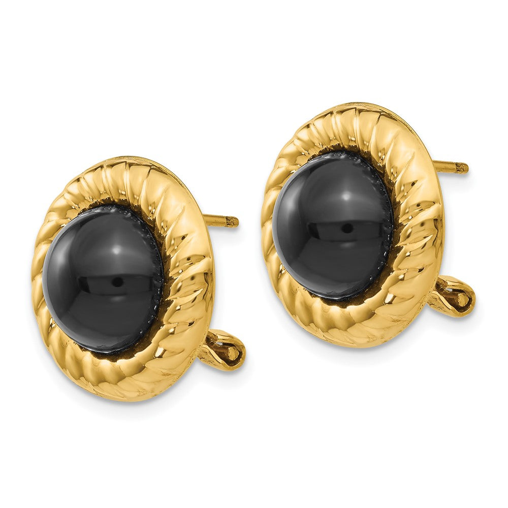 Onyx Fancy Earrings in 14k Yellow Gold