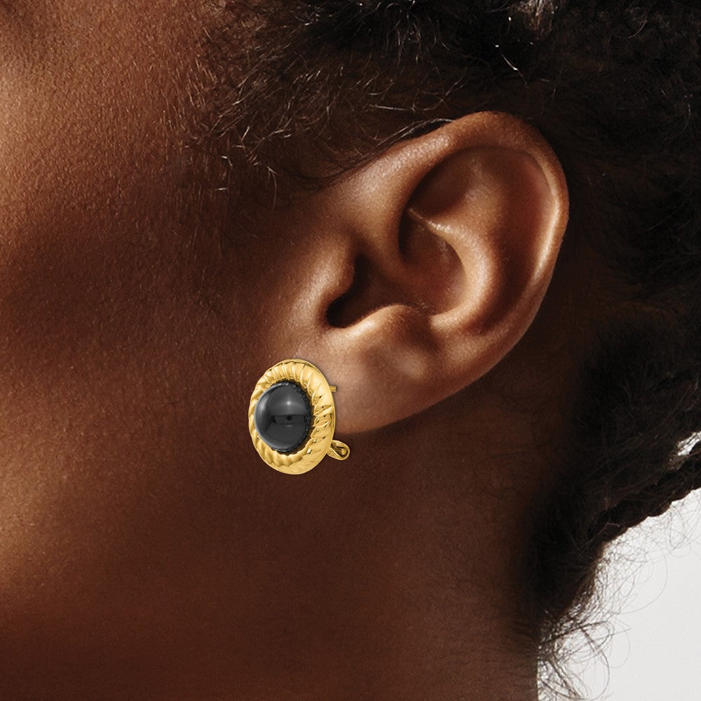 Onyx Fancy Earrings in 14k Yellow Gold