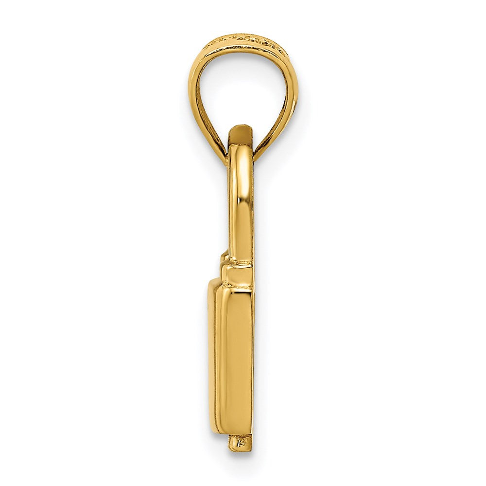 Polished Lock Charm in 14k Yellow Gold