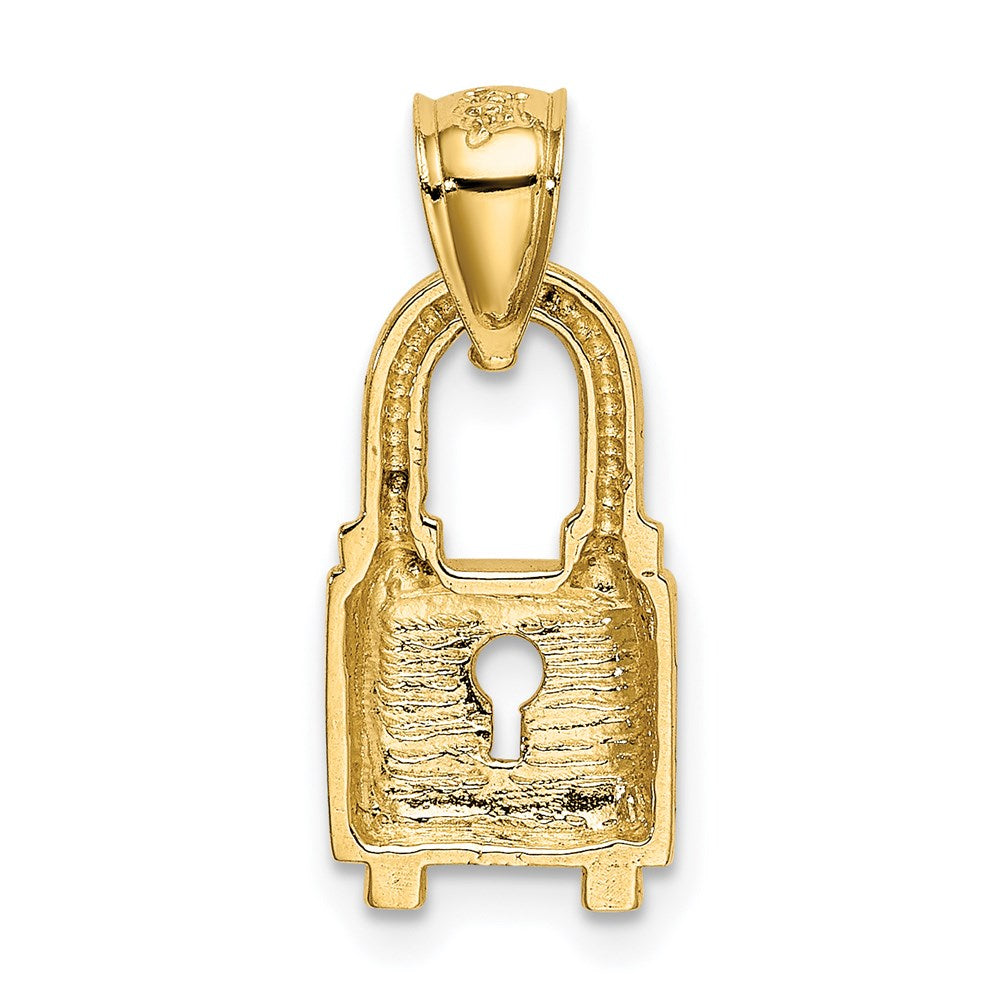 Polished Lock Charm in 14k Yellow Gold