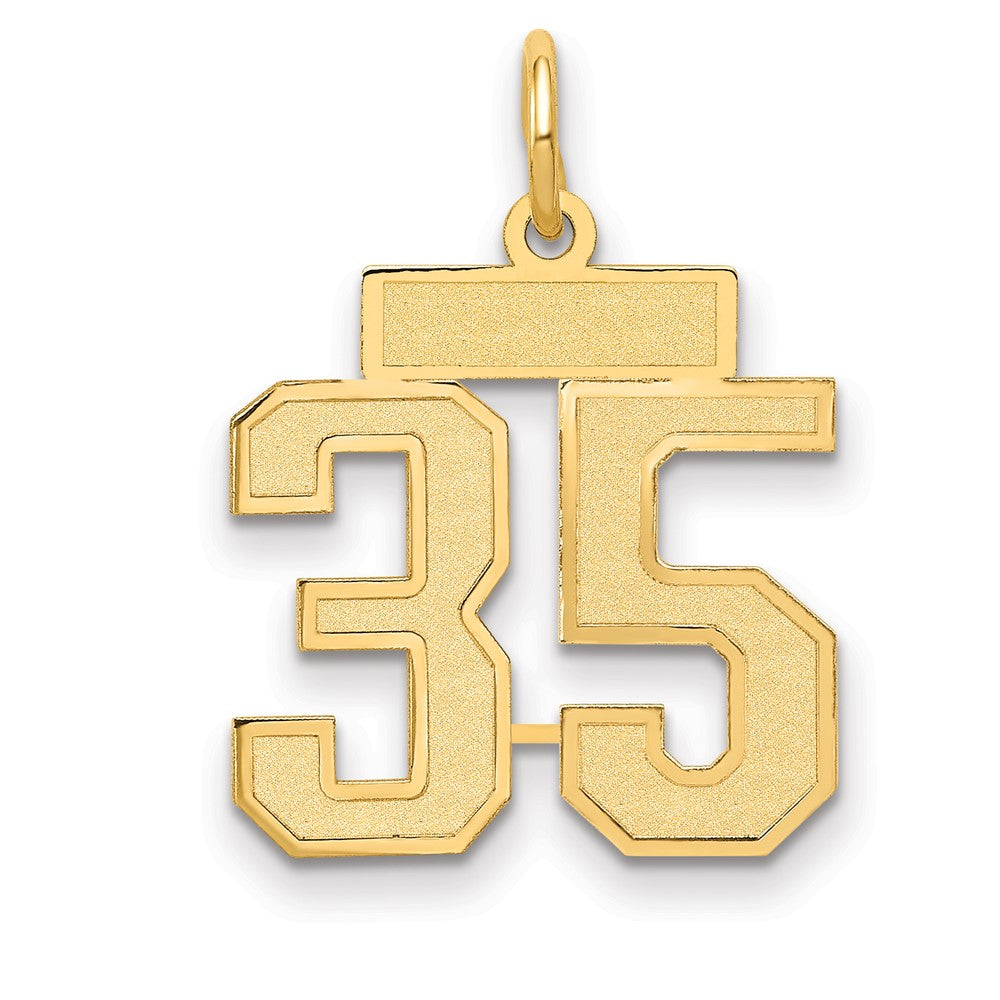 Small Satin Number 35 Charm in 14k Yellow Gold