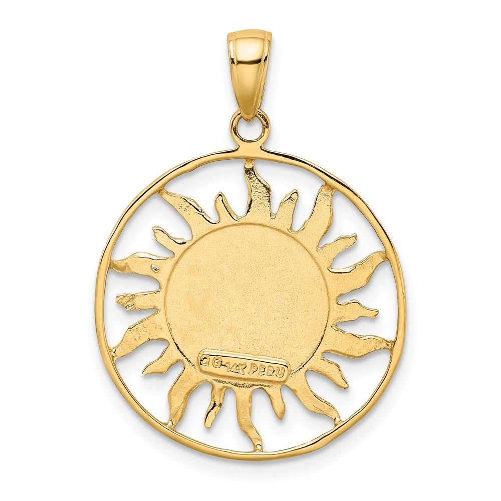 Diamond-cut Sun with Moon & Stars Charm in 14k Yellow Gold