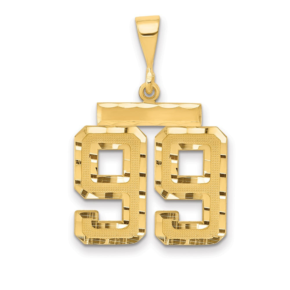 Medium Diamond-cut Number 99 Charm in 14k Yellow Gold