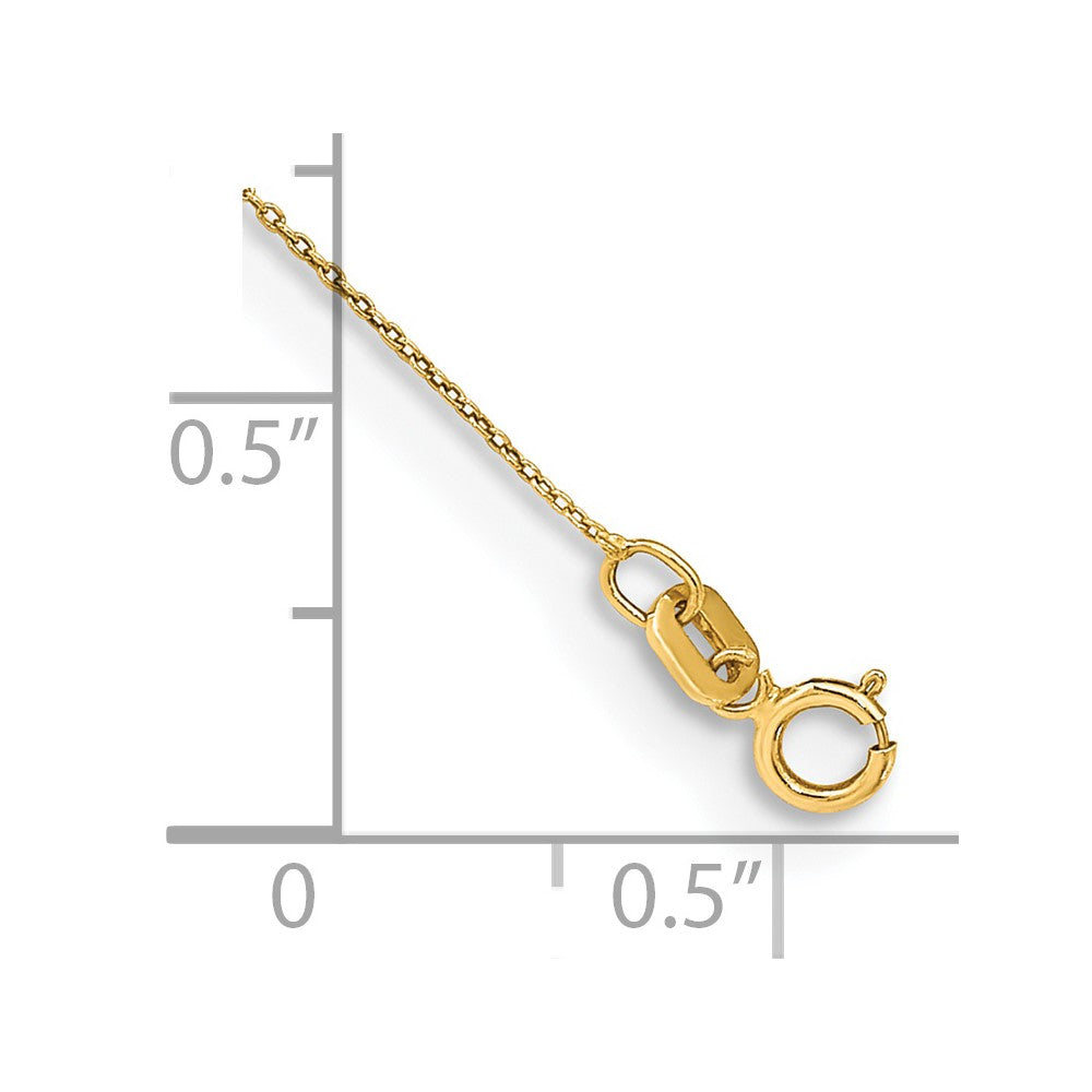 9-inch .75mm Cable with Spring Ring Clasp Anklet in 14k Yellow Gold