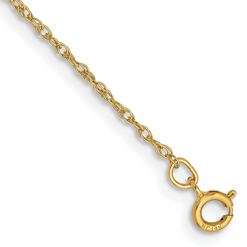 9-inch .8mm Light Baby Rope with Spring Ring Clasp Anklet in 14k Yellow Gold
