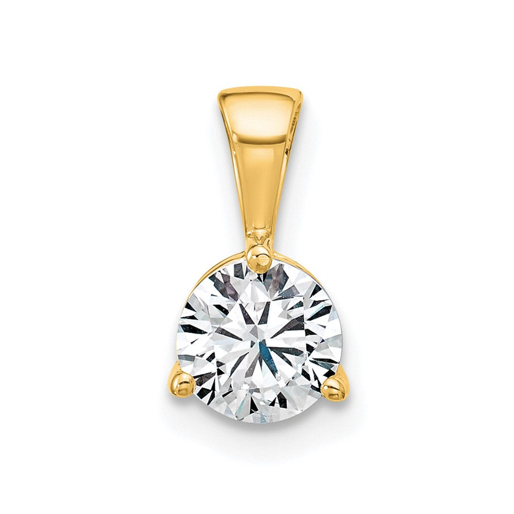 14ky 3/4ct Round Lab Grown Diamond VS/SI FGH 3-Prong Solitaire Pendant in 14k Yellow Gold