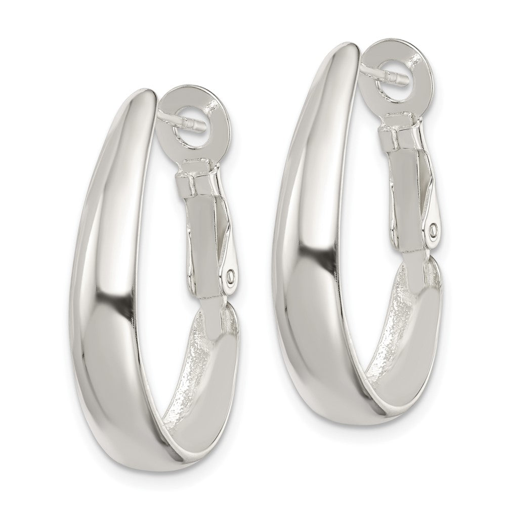 Polished Omega Back Hoop Earrings in Sterling Silver