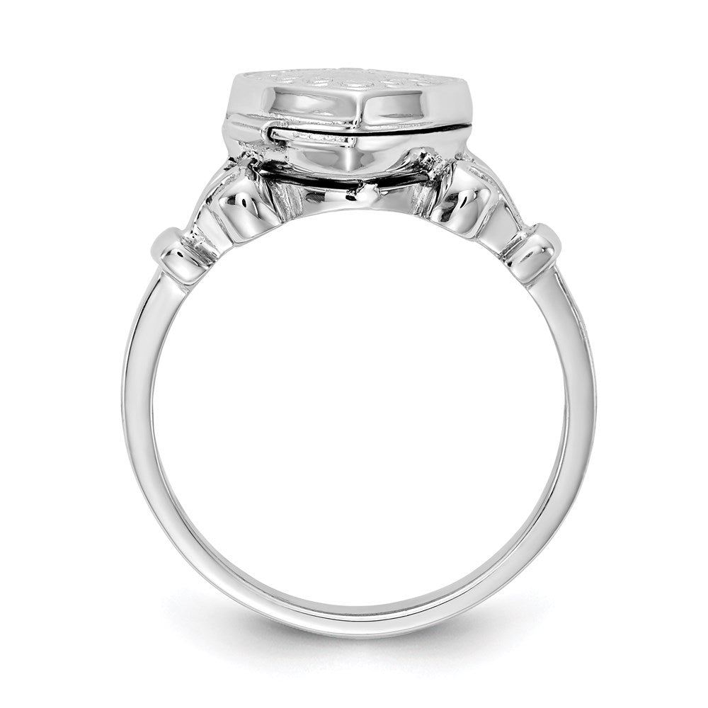 Rhodium-Plated 10mm Locket Ring in Sterling Silver