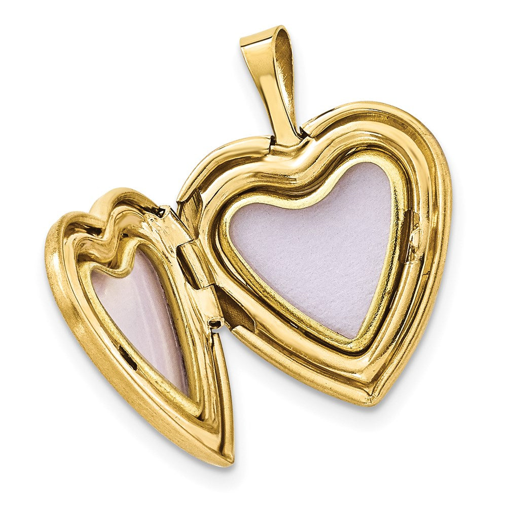 Gold-Plated Textured Butterfly Heart 16mm 18in Locket & 14in Pendant Necklace Set in Sterling Silver