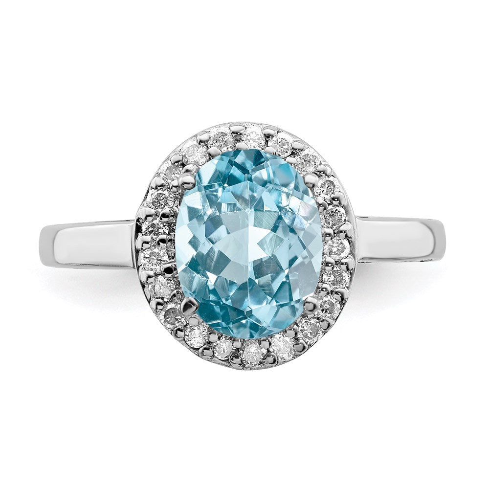 Rhodium Sky Blue Topaz & Diamond Ring in Sterling Silver