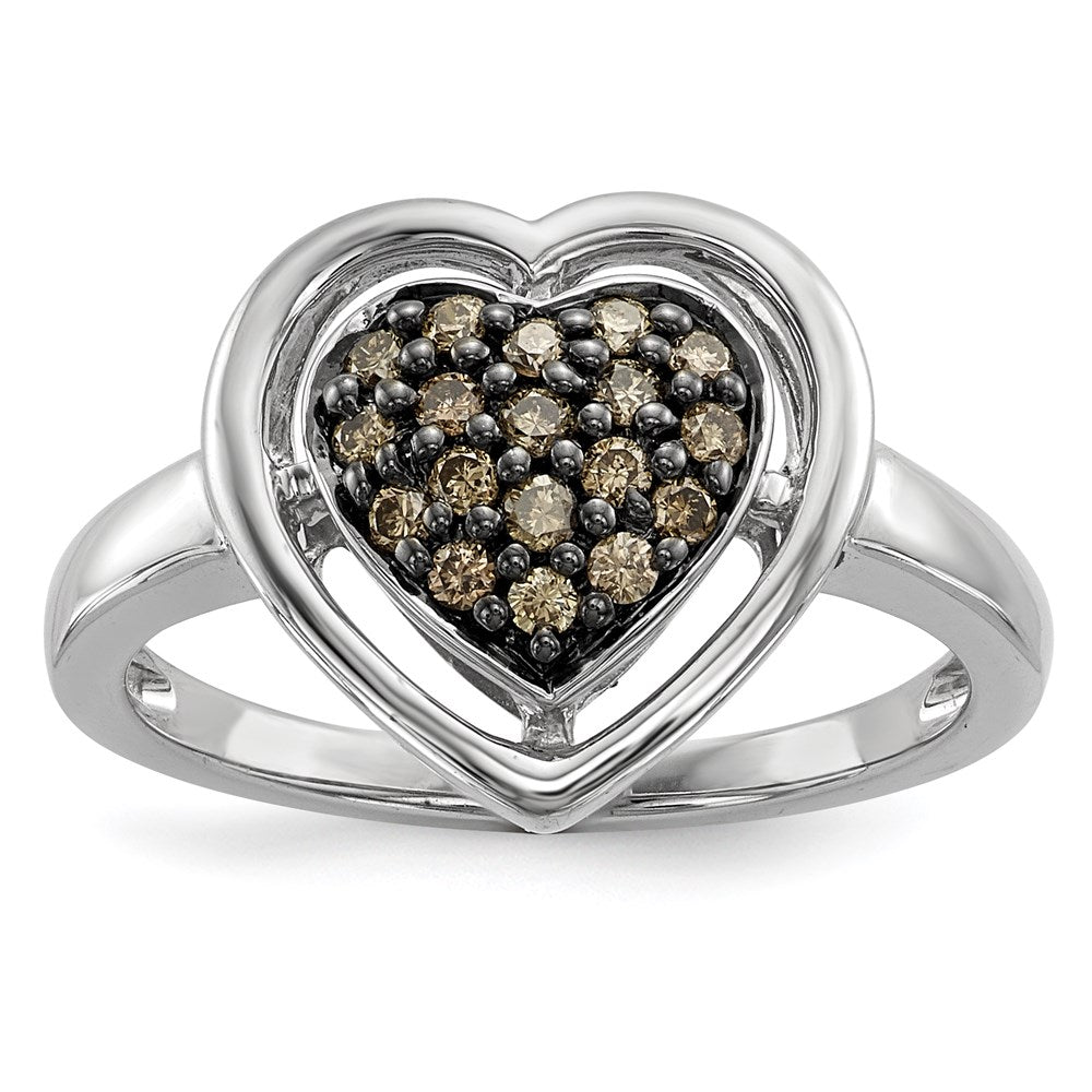 Champagne Diamond Heart Ring in Sterling Silver