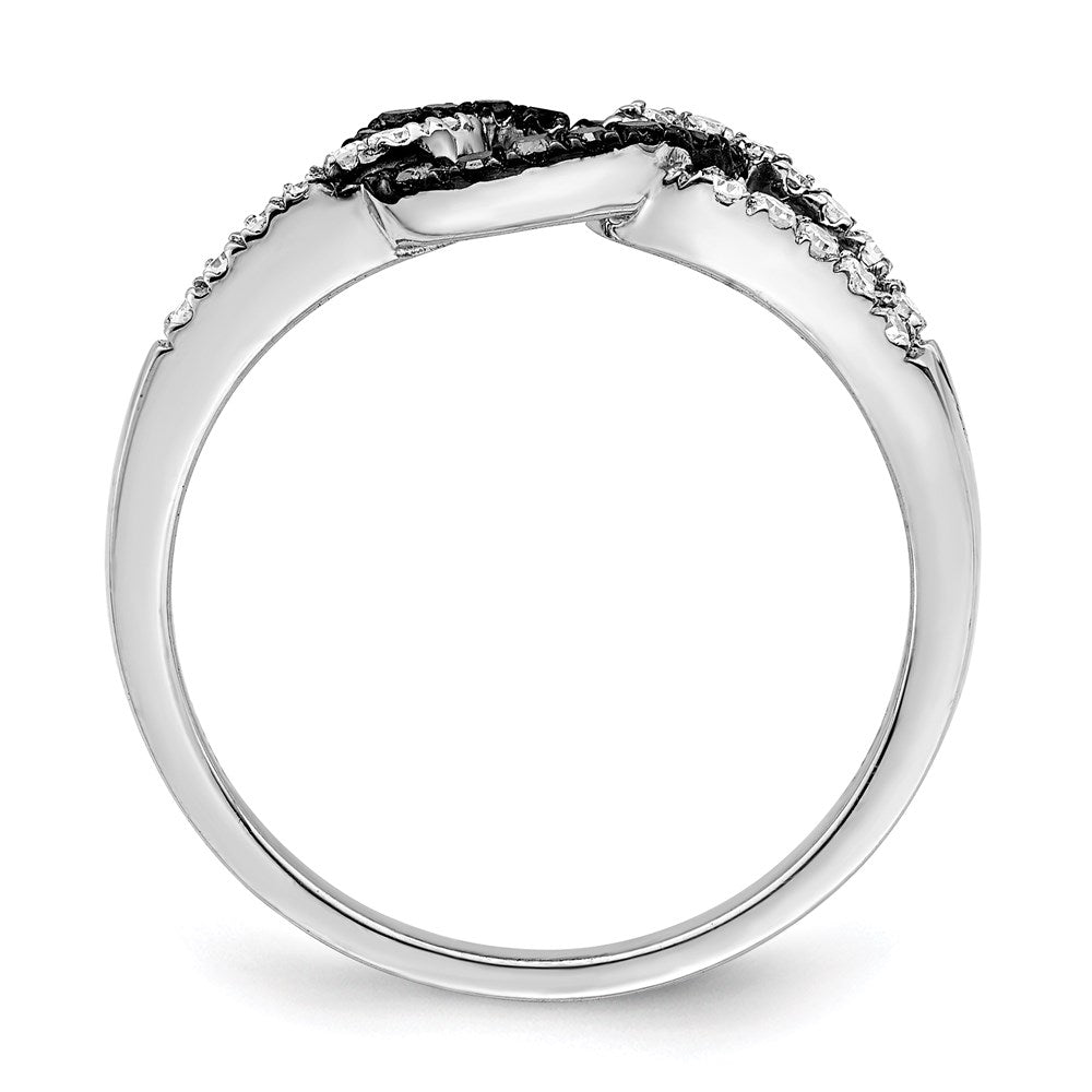 White Night Sterling Silver Rhodium-Plated Black & White Diamond Ring
