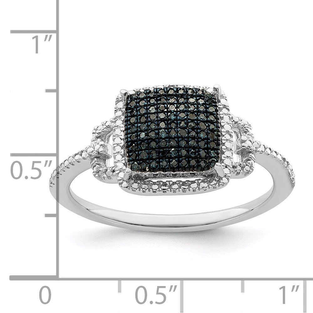 White Night Sterling Silver Rhodium-Plated Blue Diamond Ring