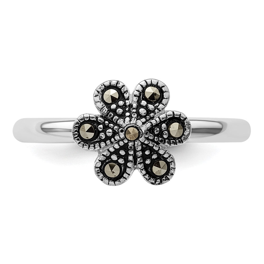 Stackable Expressions Marcasite Scalloped Ring in Sterling Silver