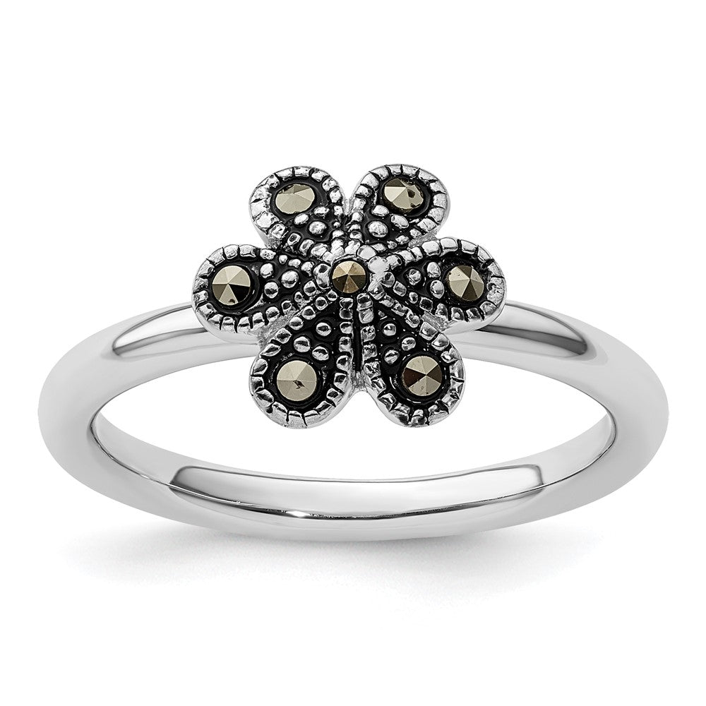 Stackable Expressions Marcasite Scalloped Ring in Sterling Silver