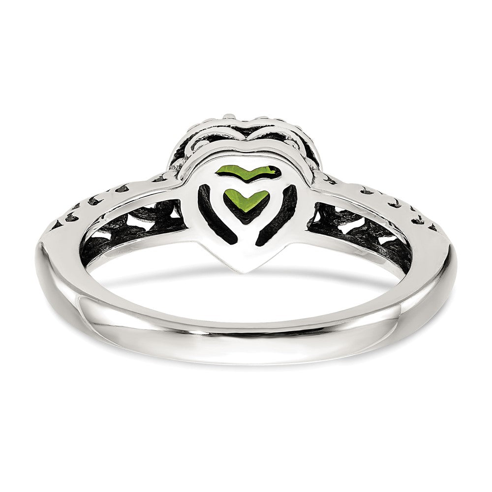 Shey Couture Sterling Silver with 14k Accent Antiqued Heart Peridot Ring