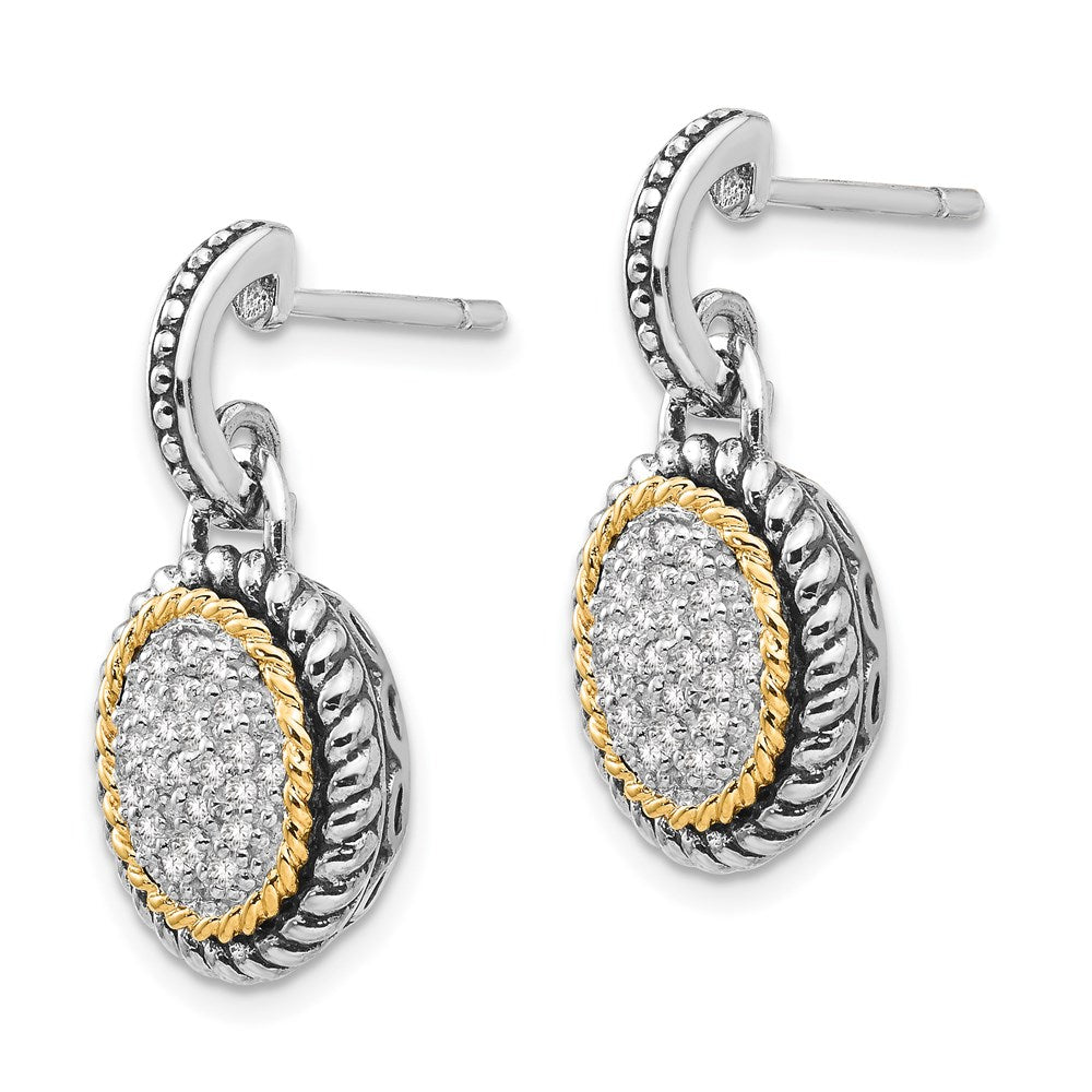 Shey Couture Sterling Silver with 14k Accent Antiqued Diamond Post Dangle Earrings