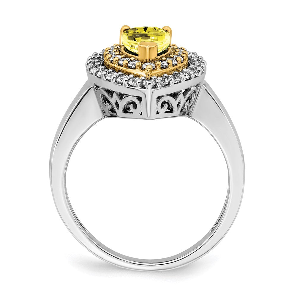 Two-Tone Lab Grown VS/SI FGH Diamond & Created Yellow Sapphire Ring in 14k Yellow & White Gold