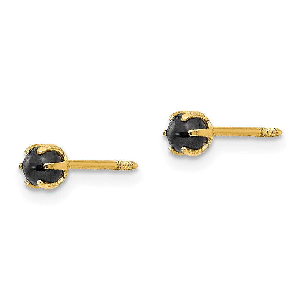 Madi K 3mm Onyx Post Earrings in 14k Yellow Gold