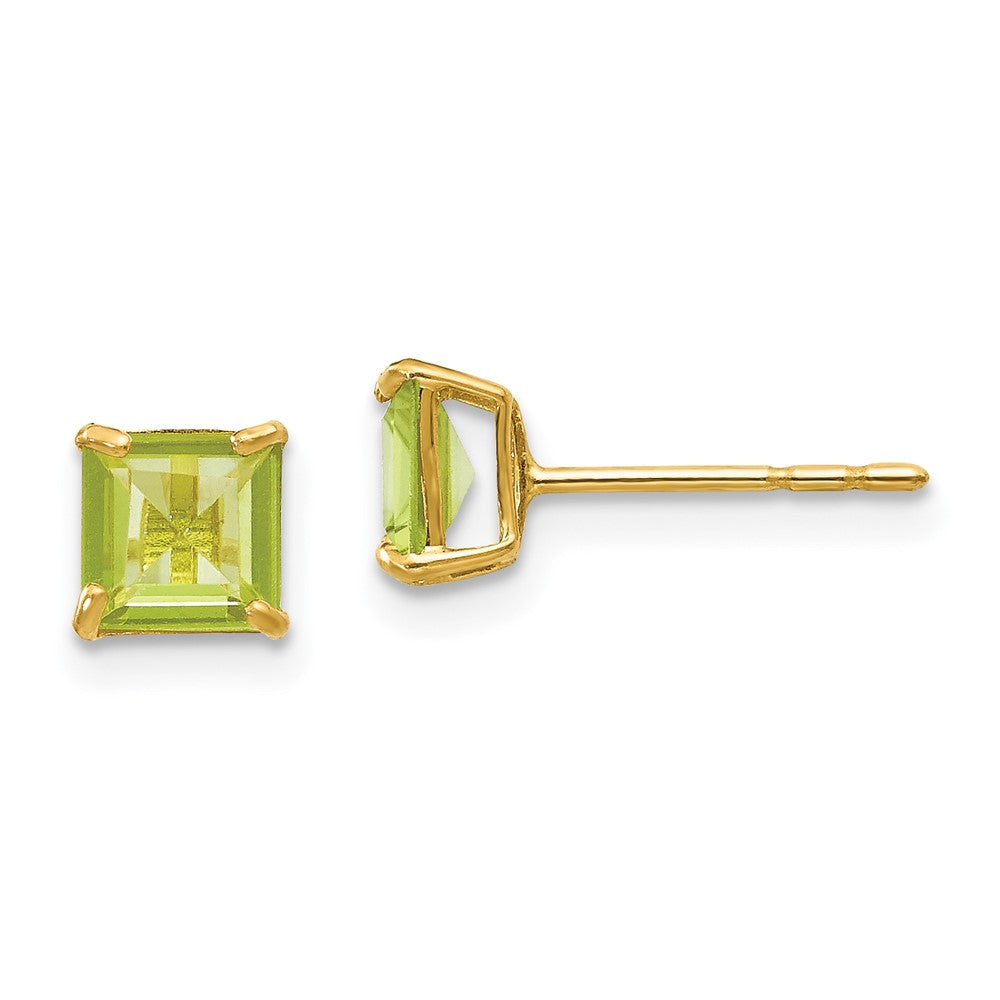 Madi K Peridot 5mm Square Post Earrings in 14k Yellow Gold