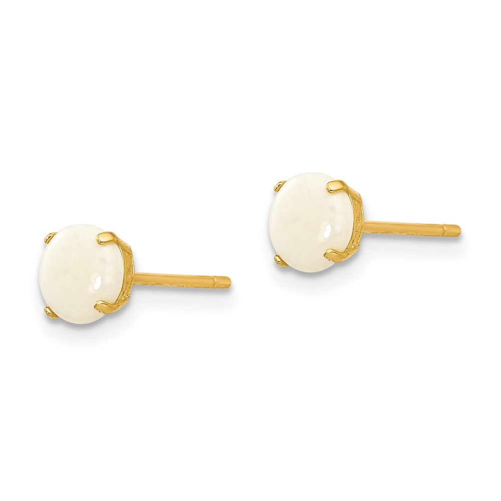 Madi K Round Opal 5mm Post Earrings in 14k Yellow Gold