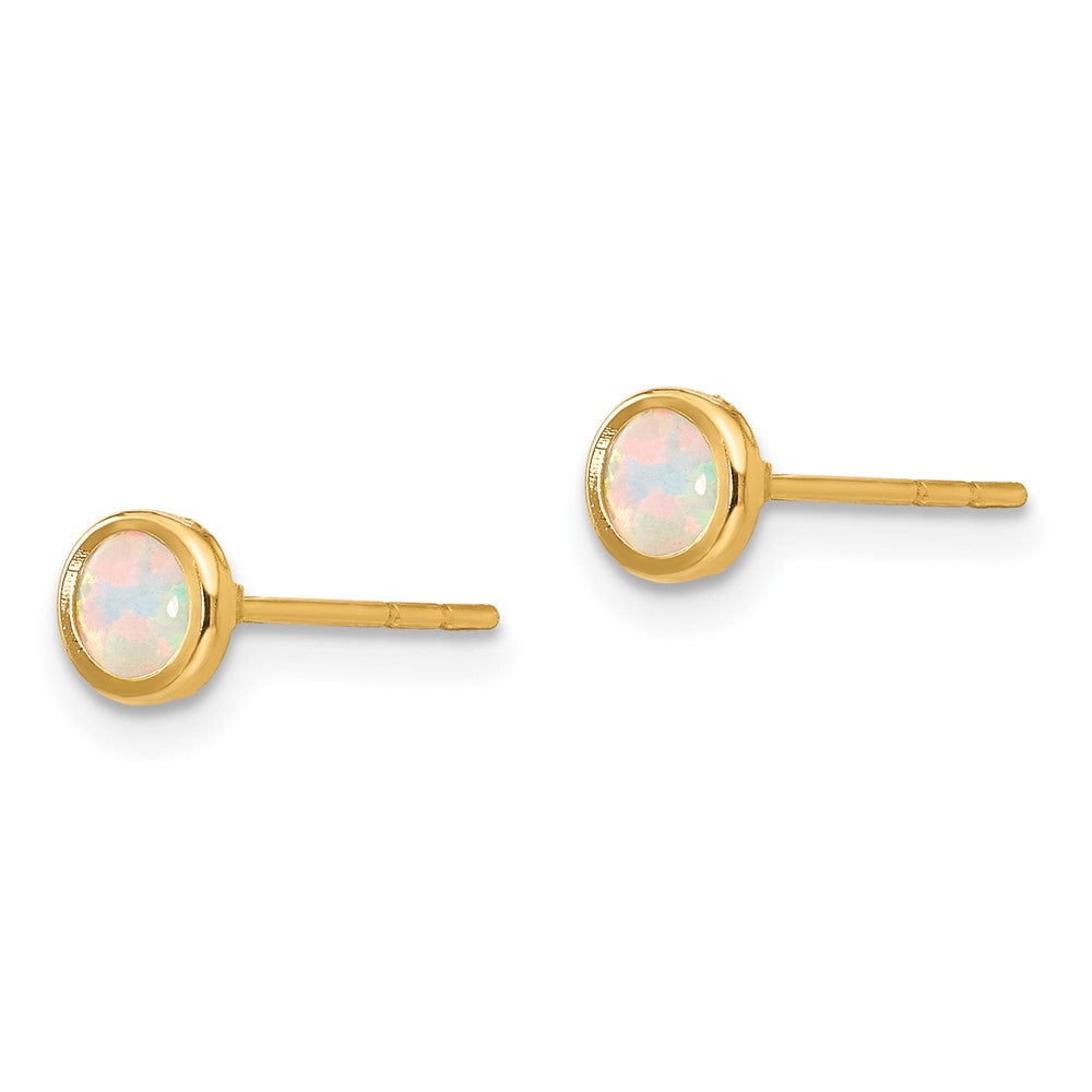 Madi K Polished Lab Created Opal Bezel Post Earrings in 14k Yellow Gold