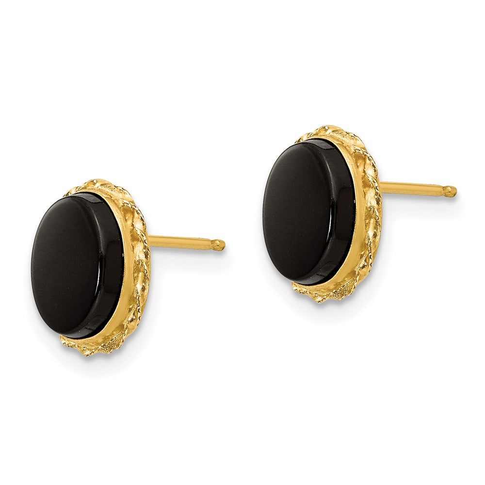 Madi K Bezel Onyx Earrings in 14k Yellow Gold