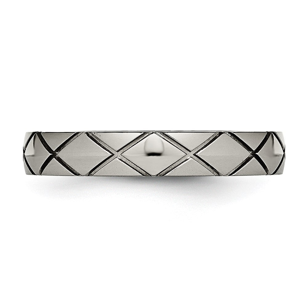 Polished Criss Cross 4mm Grooved Ring in Titanium