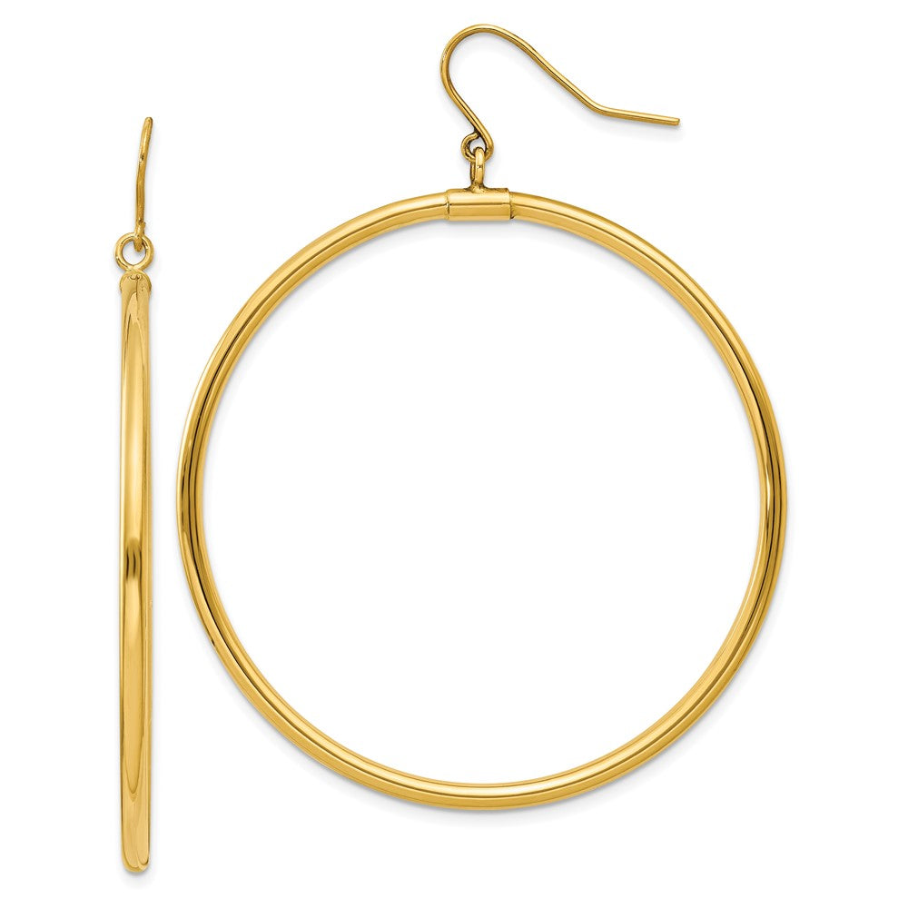 Tube Hoop Dangle Earrings in 14k Yellow Gold
