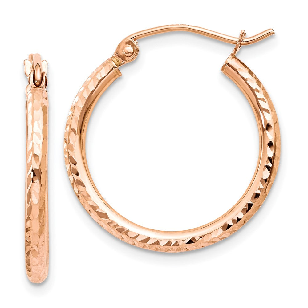 Diamond-cut Polished Hoop Earrings in 14k Rose Gold