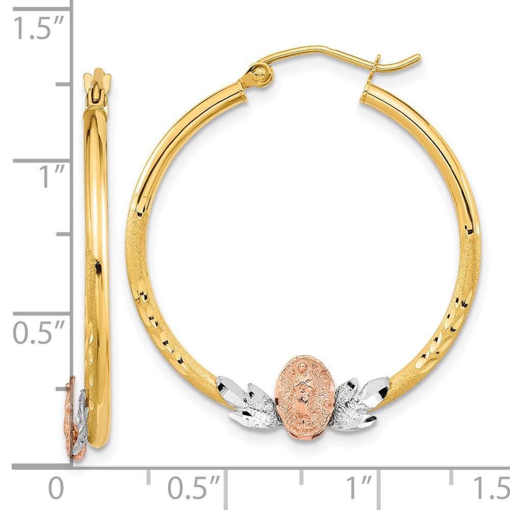 Tri-color Guadalupe Hoop Earrings in 14k White & Yellow & Rose Gold