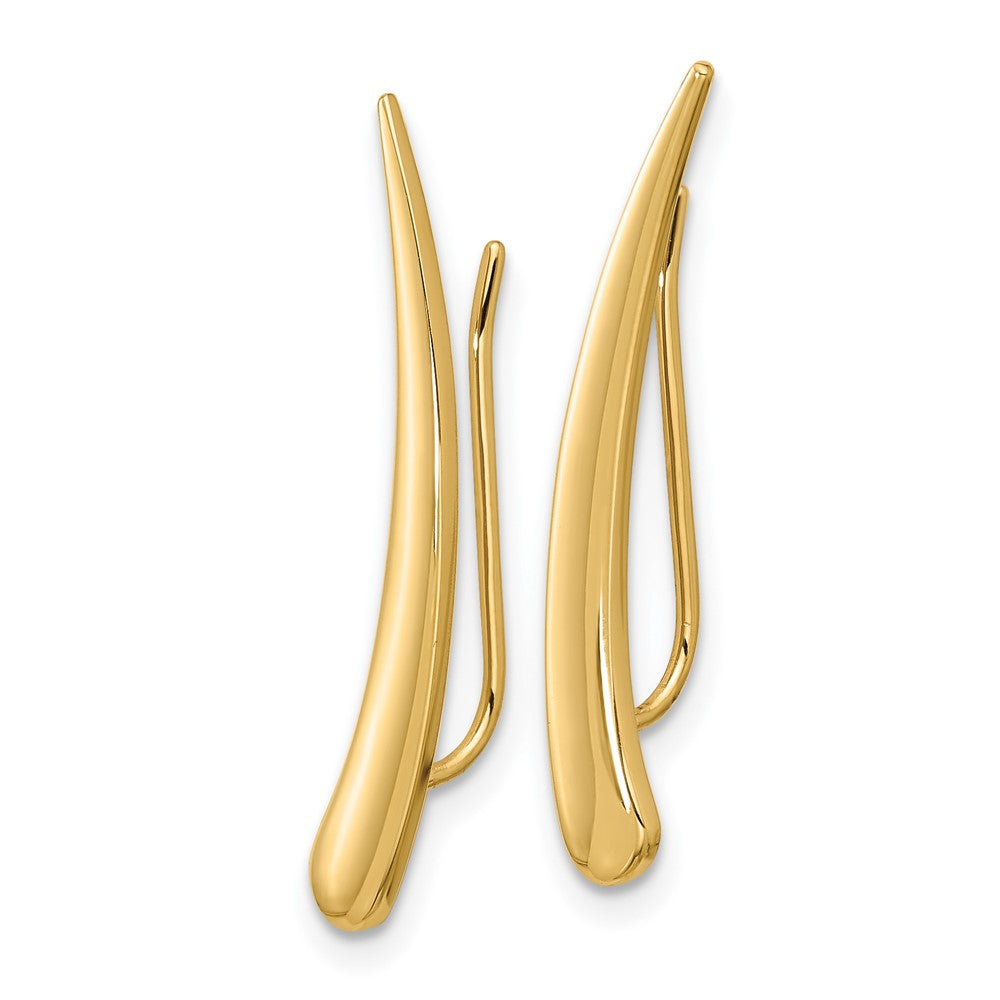 14k Gold Polished Pointed Ear Climber Earrings