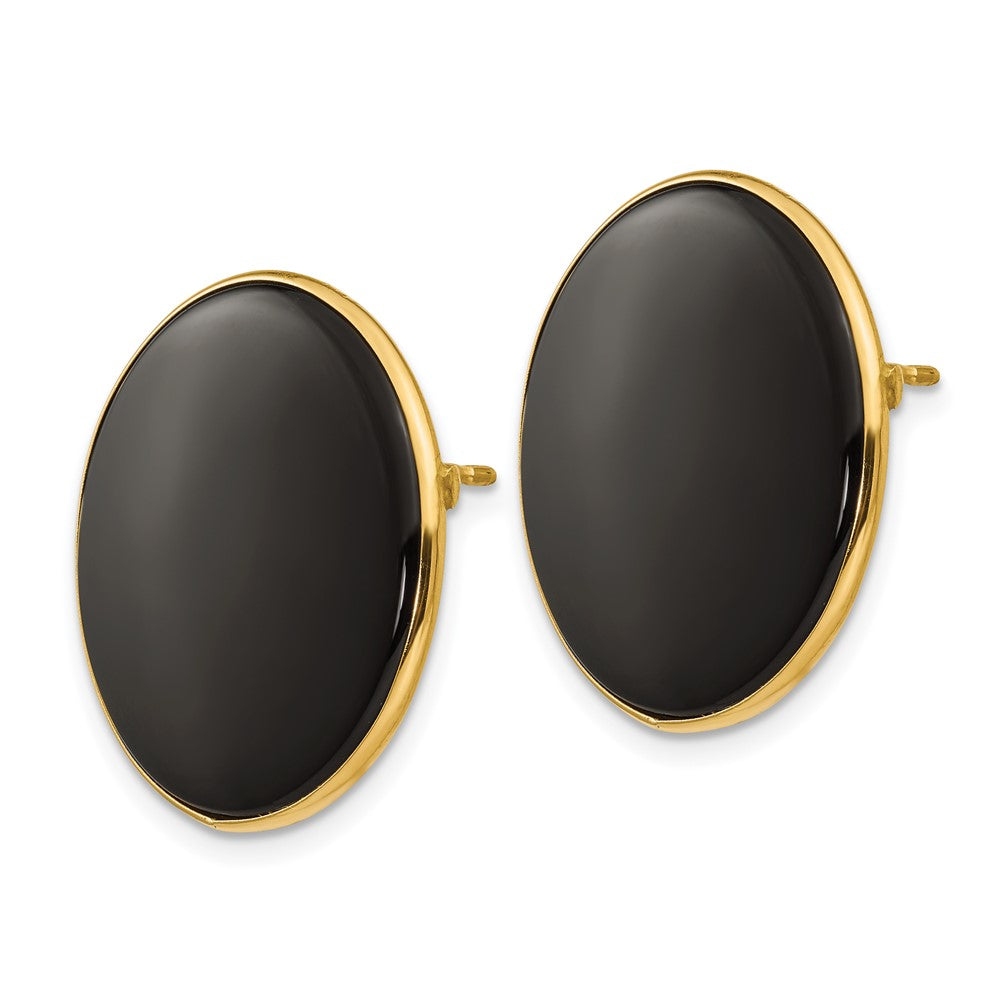 Black Onyx Earrings in 14k Yellow Gold