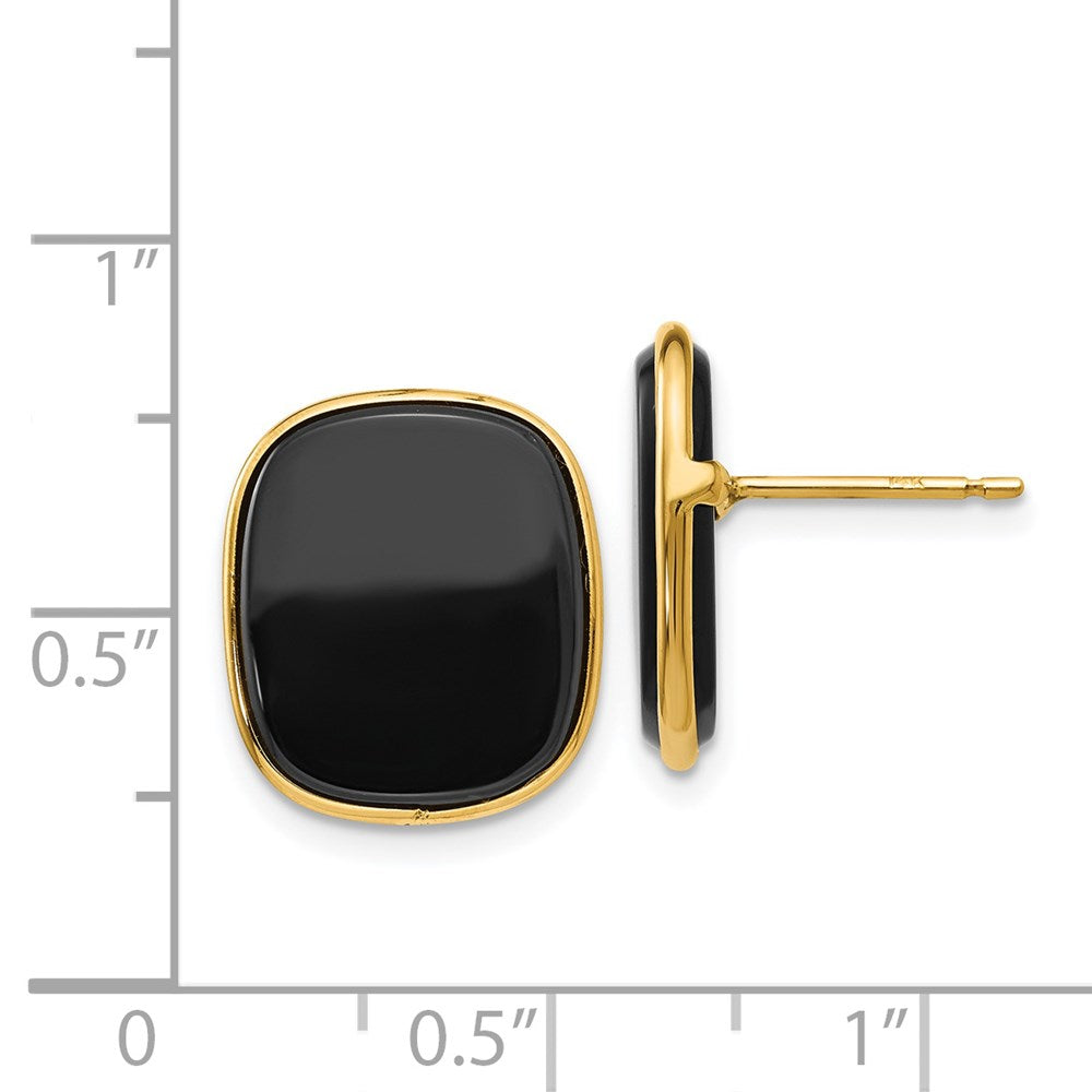 Black Onyx Earrings in 14k Yellow Gold