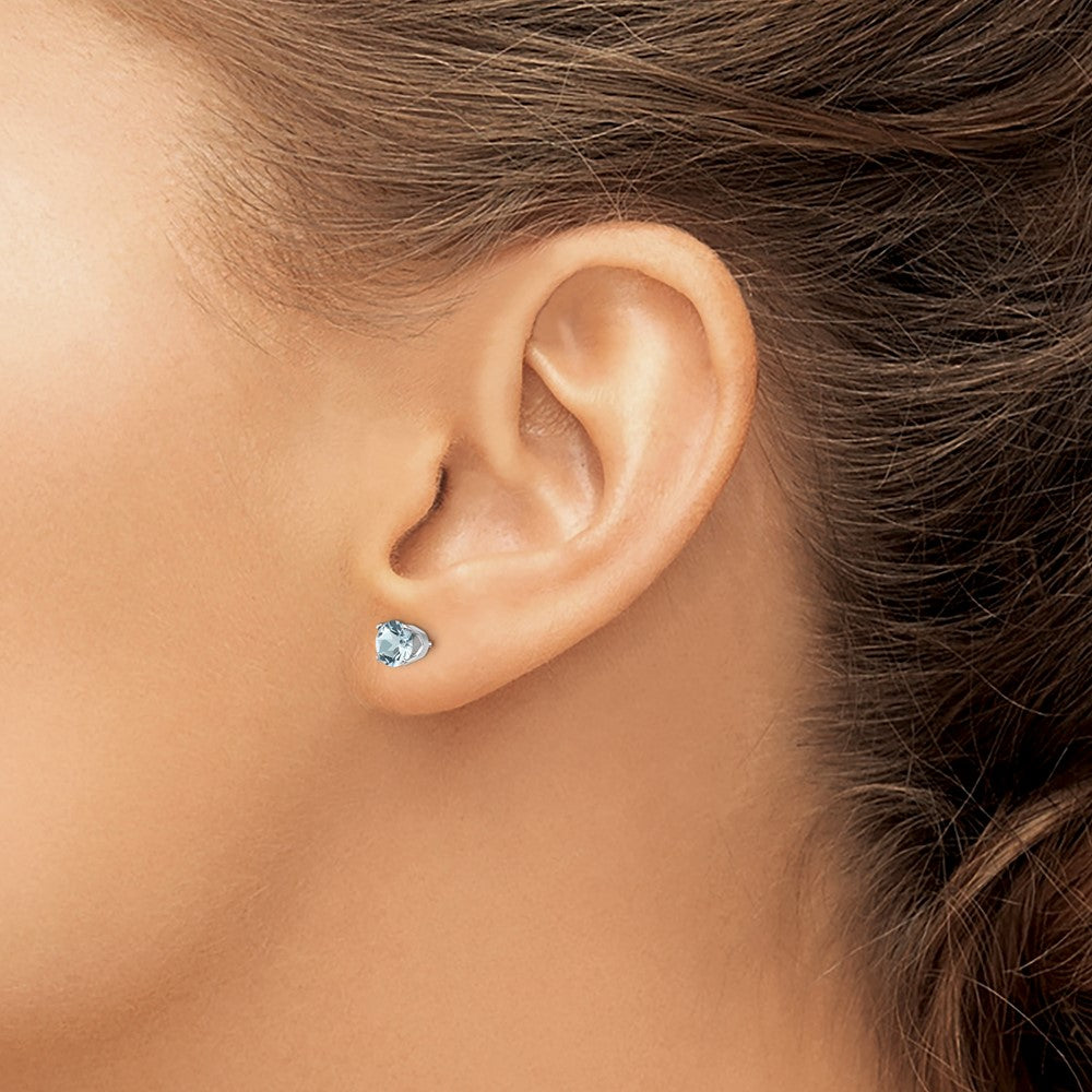5mm Aquamarine Stud Earrings in 14k White Gold