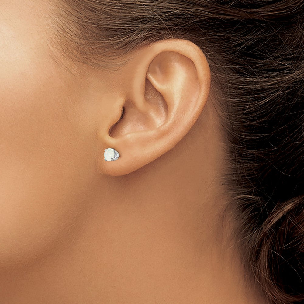 5mm Opal Stud Earrings in 14k White Gold