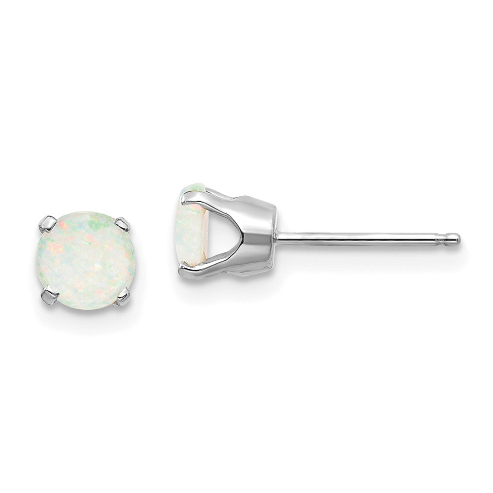 5mm Opal Stud Earrings in 14k White Gold