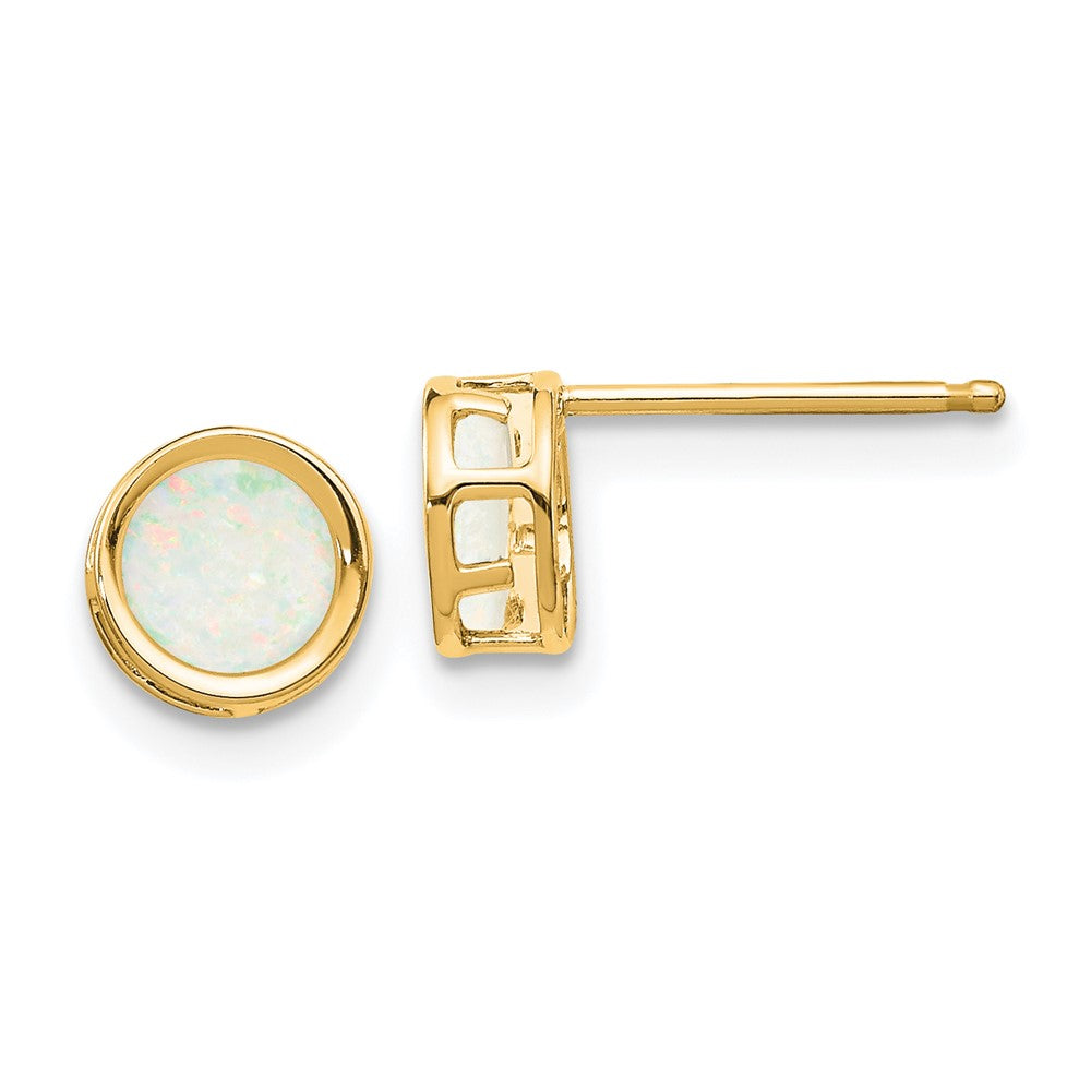 5mm Bezel Opal Stud Earrings in 14k Yellow Gold