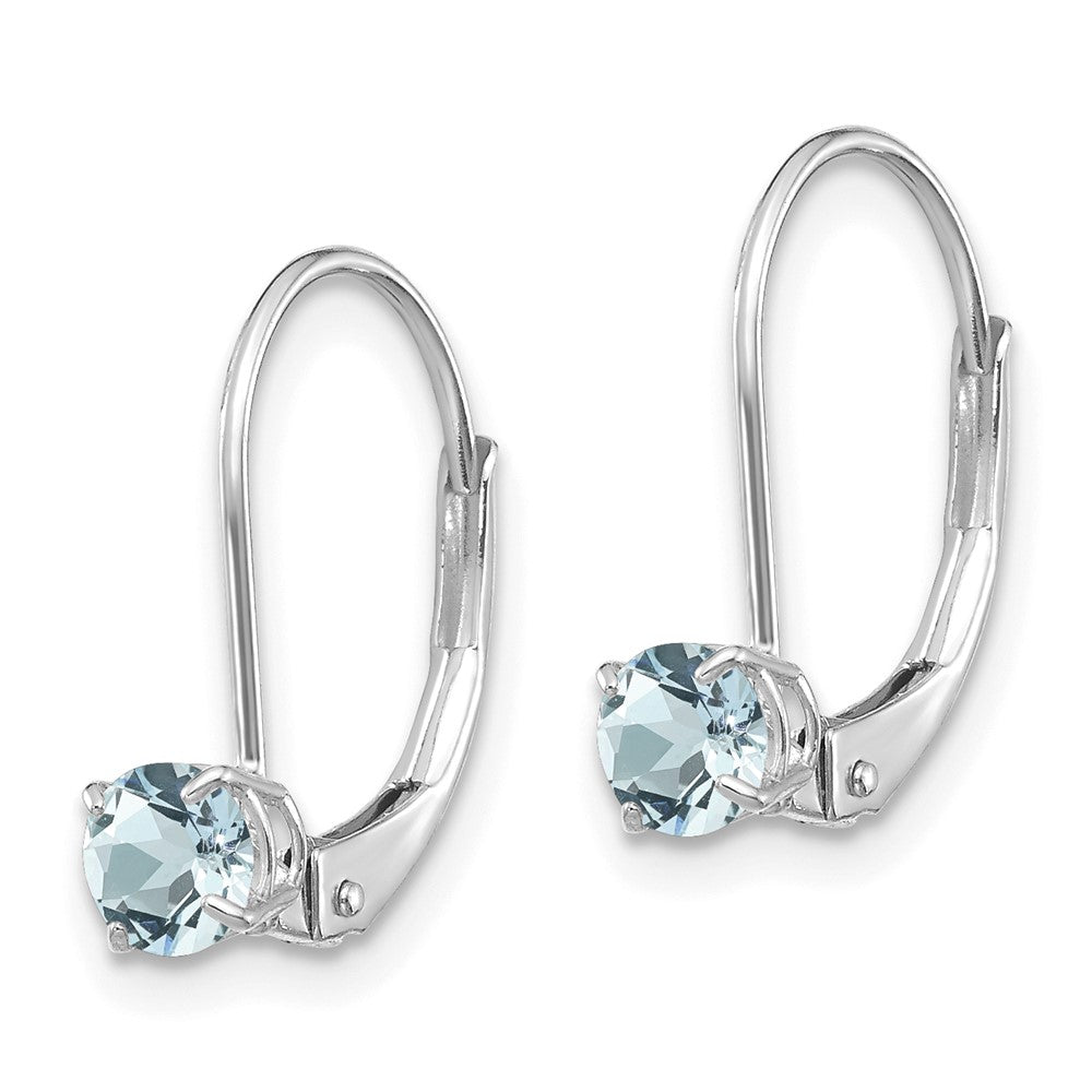 4mm Aquamarine/March Earrings in 14k White Gold
